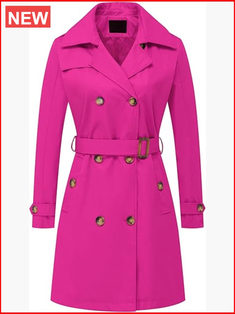Women's Double Breasted Long Trench Coat With Detachable Hood